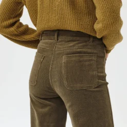 Wijde velours broek met hoge taille, gemiddelde lengte