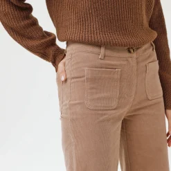 Wijde velours broek met hoge taille, gemiddelde lengte