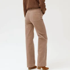 Wijde velours broek met hoge taille, gemiddelde lengte