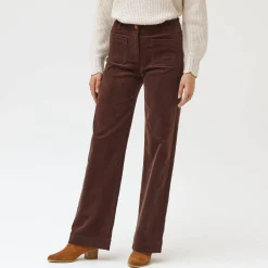 Wijde velours broek met hoge taille, grote lengte