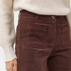 Wijde velours broek met hoge taille, grote lengte