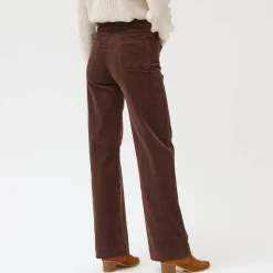 Wijde velours broek met hoge taille, grote lengte