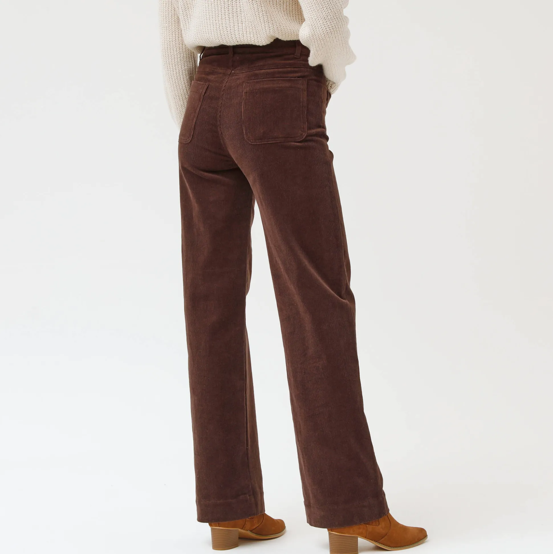 Wijde velours broek met hoge taille, gemiddelde lengte