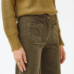 Wijde velours broek met hoge taille, grote lengte