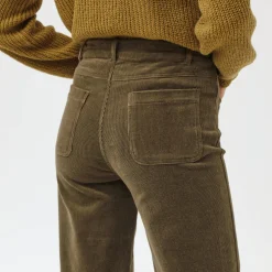 Wijde velours broek met hoge taille, grote lengte