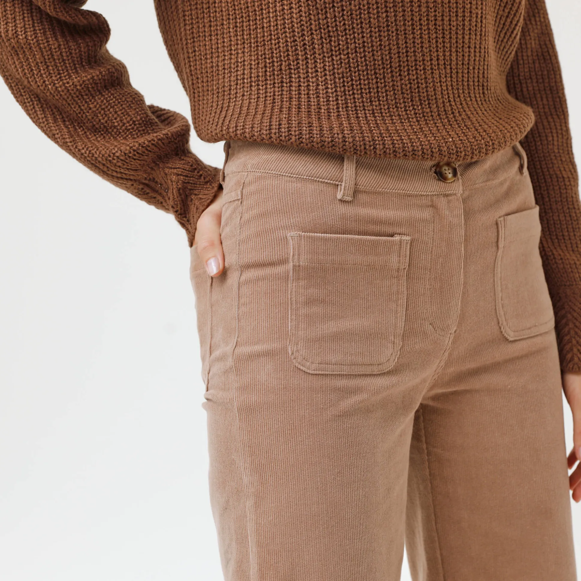 Wijde velours roek met hoge taille, kleine lengte