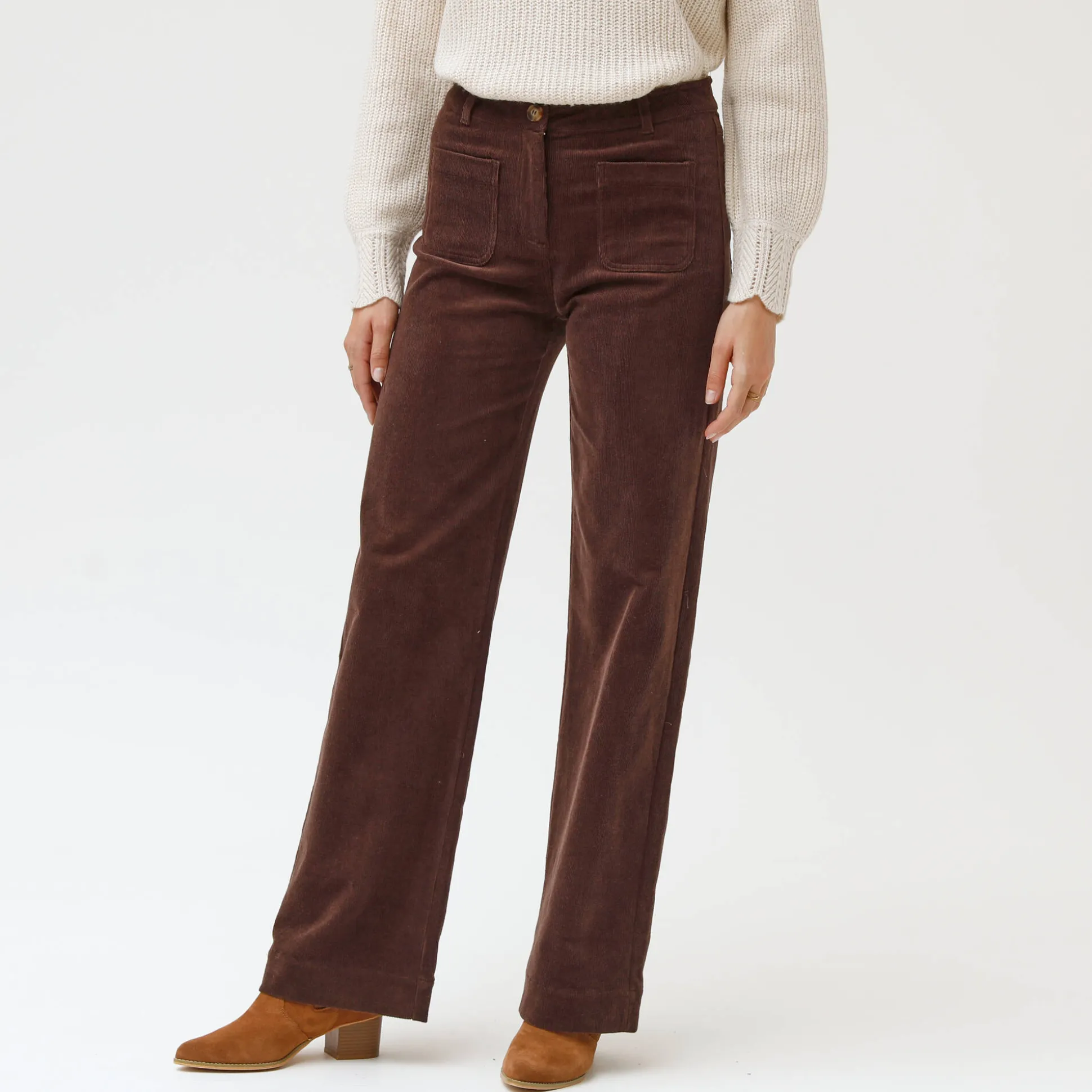 Wijde velours roek met hoge taille, kleine lengte