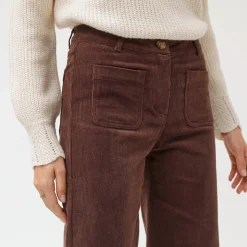 Wijde velours roek met hoge taille, kleine lengte