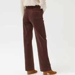Wijde velours roek met hoge taille, kleine lengte