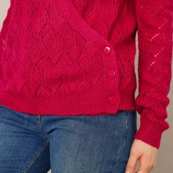 Wrap-overjasje, fantasiebreisel met zachte touch