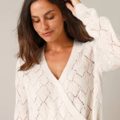 Wrap-overjasje, fantasiebreisel met zachte touch