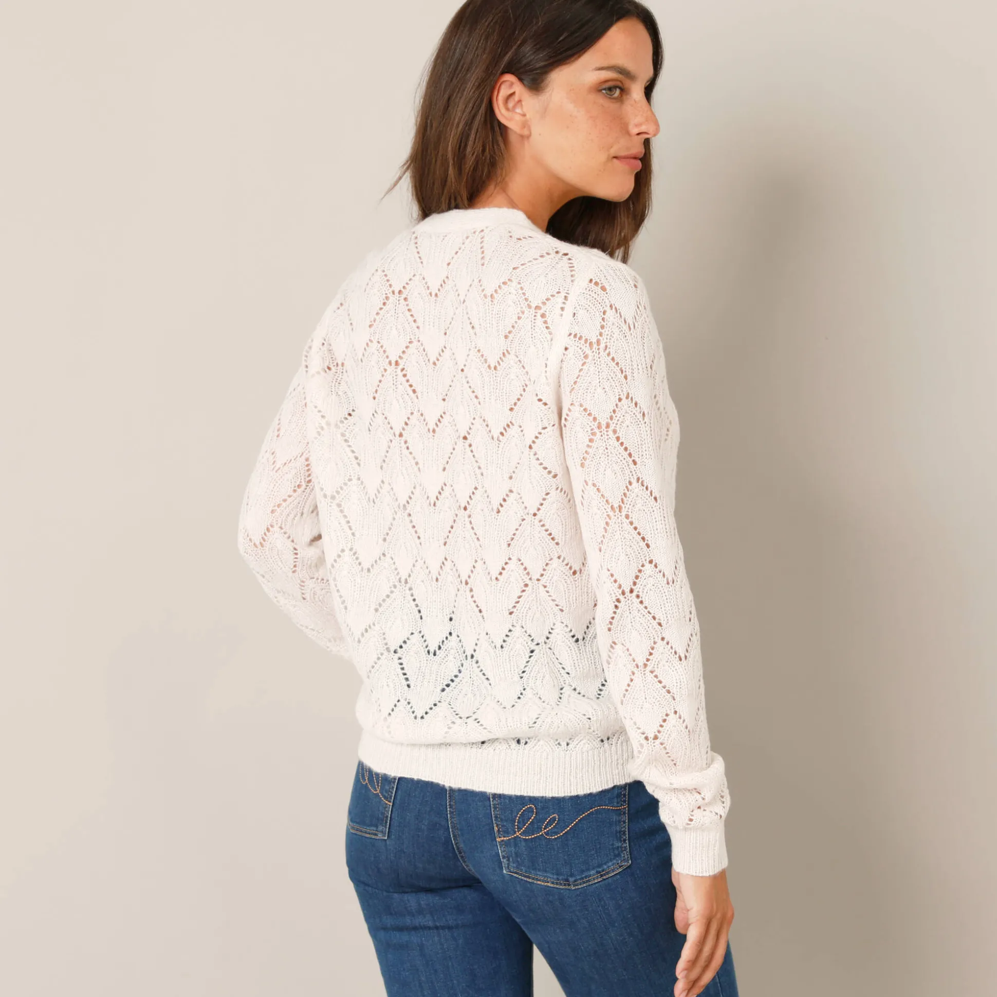Wrap-overjasje, fantasiebreisel met zachte touch